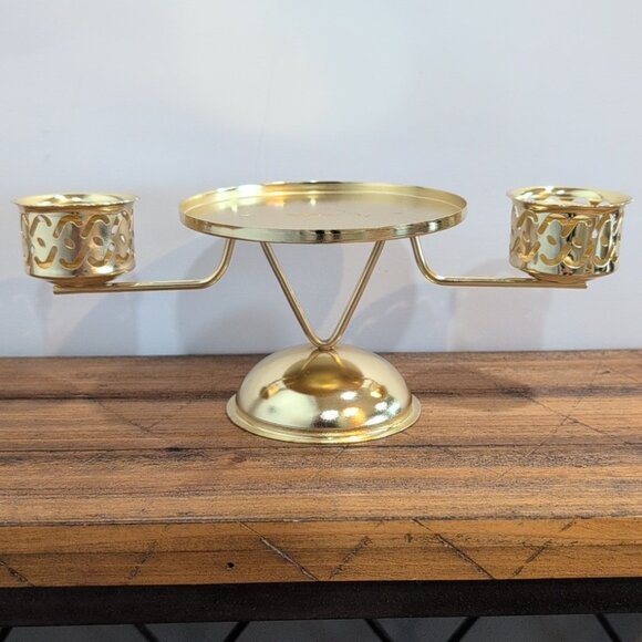 Other - Vintage Gold-toned Candle Holder Taper Candle Pillar Candle MCM